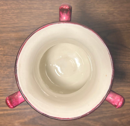 1889-1906 American Ceramic Art Studio Belleek Porcelain Hand Painted Rose Motifs Loving Cup Vase