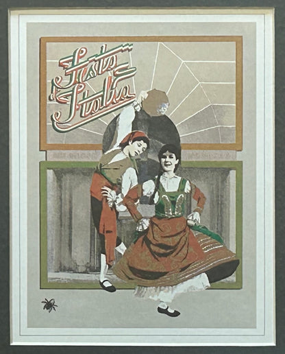 Vintage 1980’s American New Orleans Festa d’Italia Framed Lithograph Print