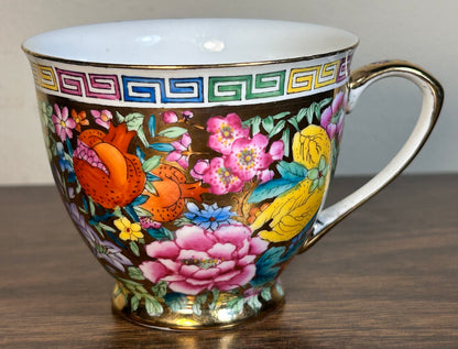 Vintage 1970’s Chinese Zhongguo Chao Cai Gilded Mille Fleur Porcelain Teacup