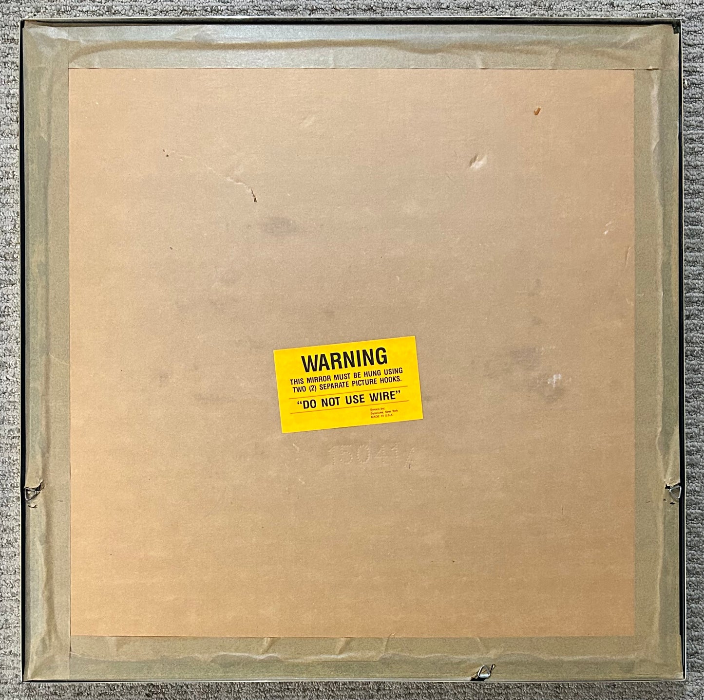 Vintage 1980’s American Syroco Postmodern Brass Style Metal/Glass Concentric Squares Wall Mirror