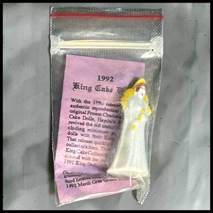 Vintage 1992 American Haydel’s Bakery New Orleans Mardi Gras Bisque Porcelain Queen Doll with Insert Card