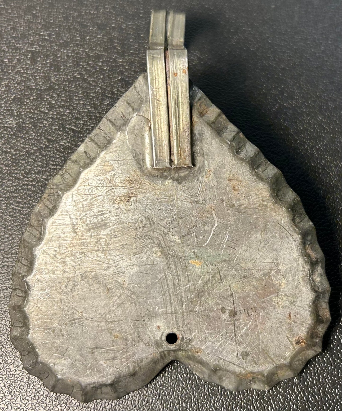 Vintage American Primitive Galvanized Tin Crimped Piecrust Edge Heart Wall Hook