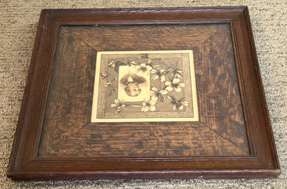 1887 English Victorian Prime Minister Benjamin Disraeli Commemorative Portrait Steel Engraving Art by J.H. Allchin Set in Circa 1900 Arts & Crafts Quarter-Sawn Oak Frame with Wooden Slip Matting