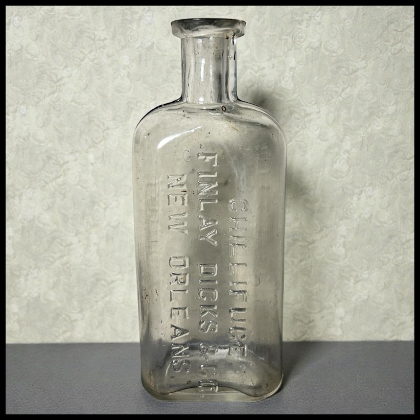 Circa 1900 American New Orleans Finlay Dicks & Co. Chillifuge Clear Glass Medicine Bottle