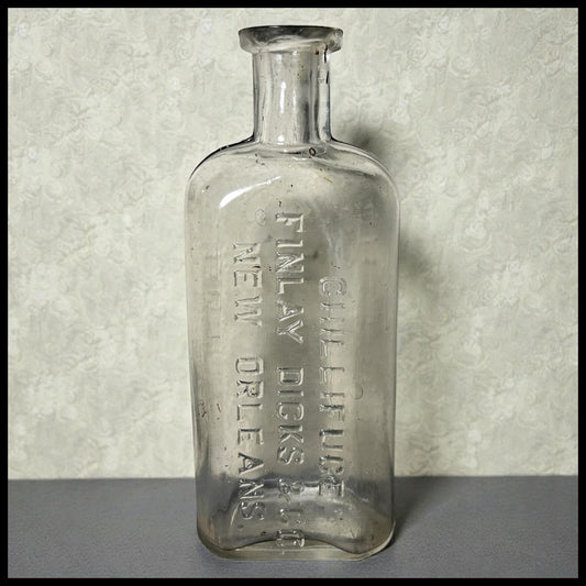 Circa 1900 American New Orleans Finlay Dicks & Co. Chillifuge Clear Glass Medicine Bottle