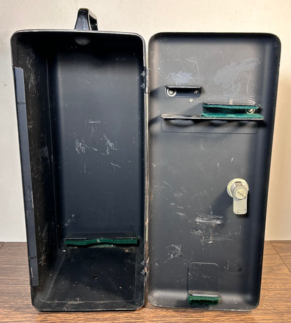 Late 1940’s American Federal Manufacturing & Engineering Corporation Model 40 Microscope Metal Locking Storage Case with Original Key (Brooklyn, New York)