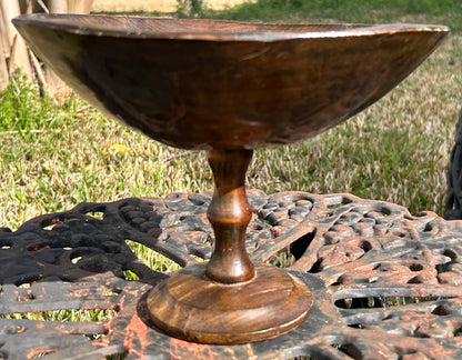 Vintage 1960’s Costa Rican Hand-Painted Floral Motifs Wooden Compote
