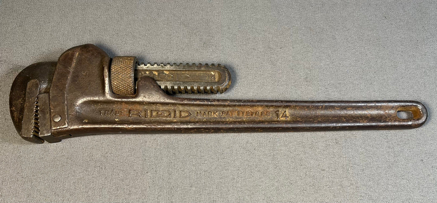 Vintage 1950’s American RIDGID Cast Iron No. 14 Straight Pipe Wrench