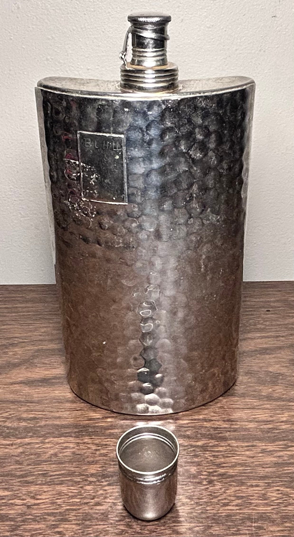 1940’s German Alfred Harald Schneider Hammered Chrome Metal 16 Oz. Drinking Flask
