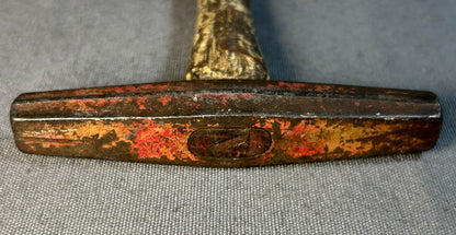 Vintage American Circa 1950 Steel Head/Painted Off-White Wooden Handle Tack Hammer Upholstery Tool