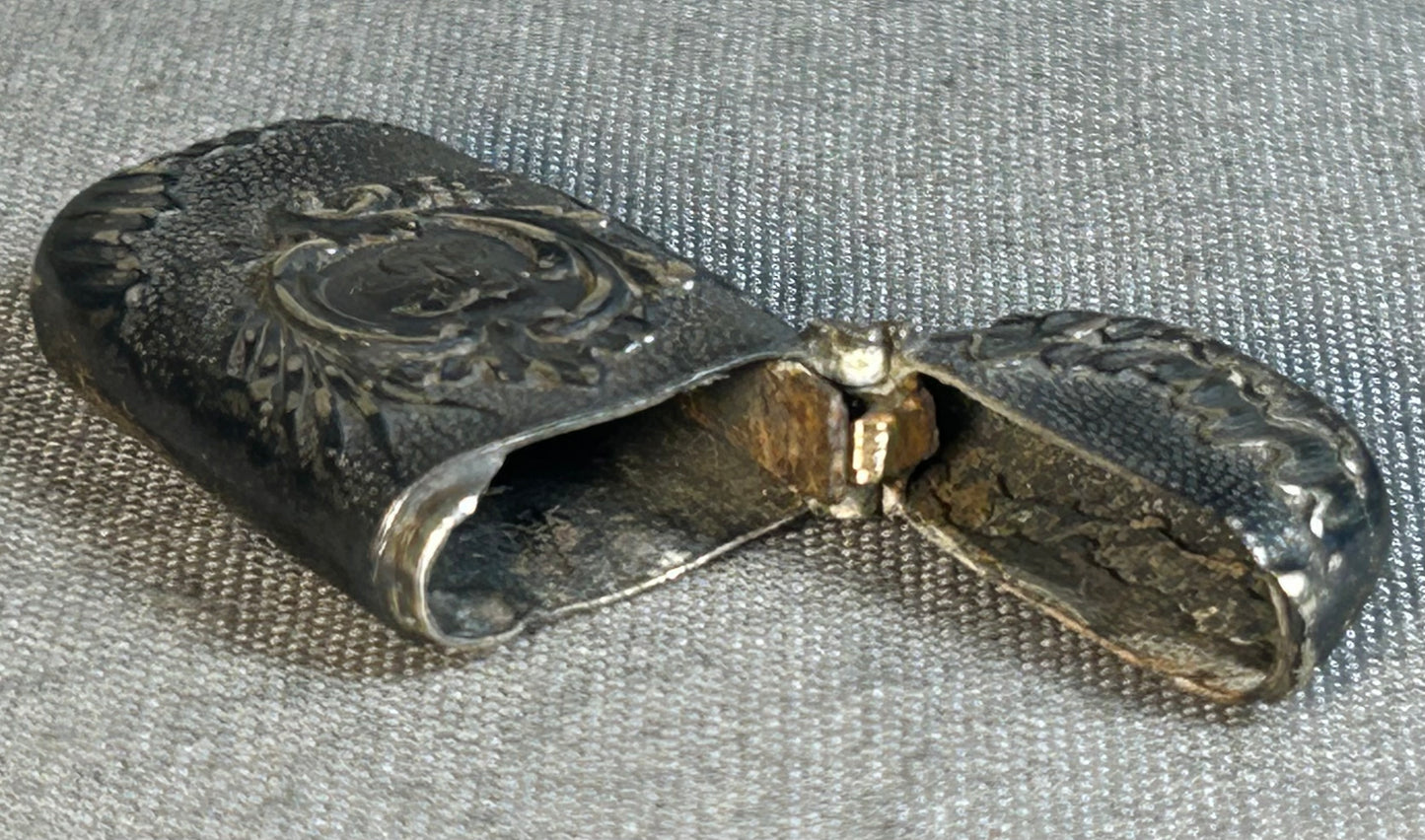 Late 19th Century English Victorian Silver-Plated Metal Repousse Scrollwork Vesta Match Safe