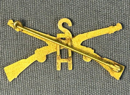 1898-1910 United States Army Company H 2nd Infantry Regiment Officer’s Gold-tone Brass Collar Insignia Pin