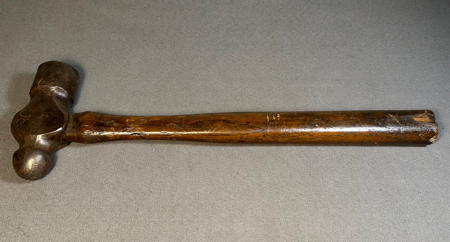1930’s American Forged Steel Head/Wooden Handle Ball Peen Hammer