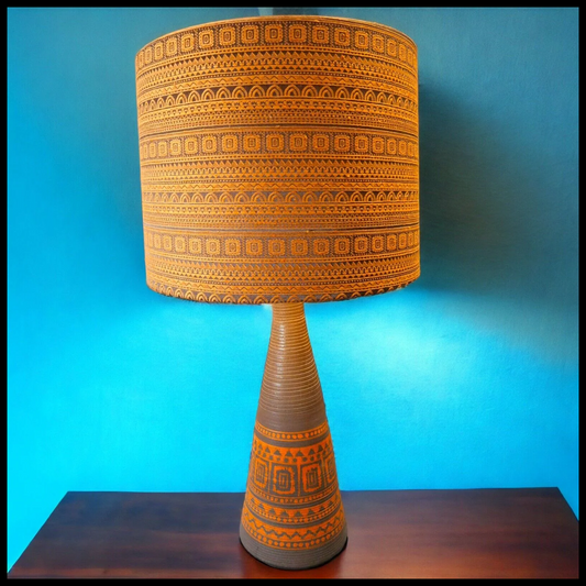 Vintage 1960’s Italian Mid Century Modern Bitossi Pottery Orange/Brown Native American Style Lamp