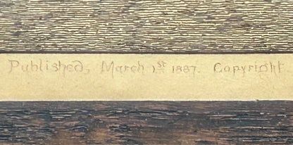 1887 English Victorian Prime Minister Benjamin Disraeli Commemorative Portrait Steel Engraving Art by J.H. Allchin Set in Circa 1900 Arts & Crafts Quarter-Sawn Oak Frame with Wooden Slip Matting