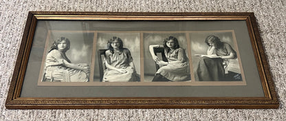 Circa 1920 American Edwardian Art Deco Set of 4 Framed Female Portrait Gelatin-Silver Photographs by Guy E. Tasker (Dubuque, Iowa)