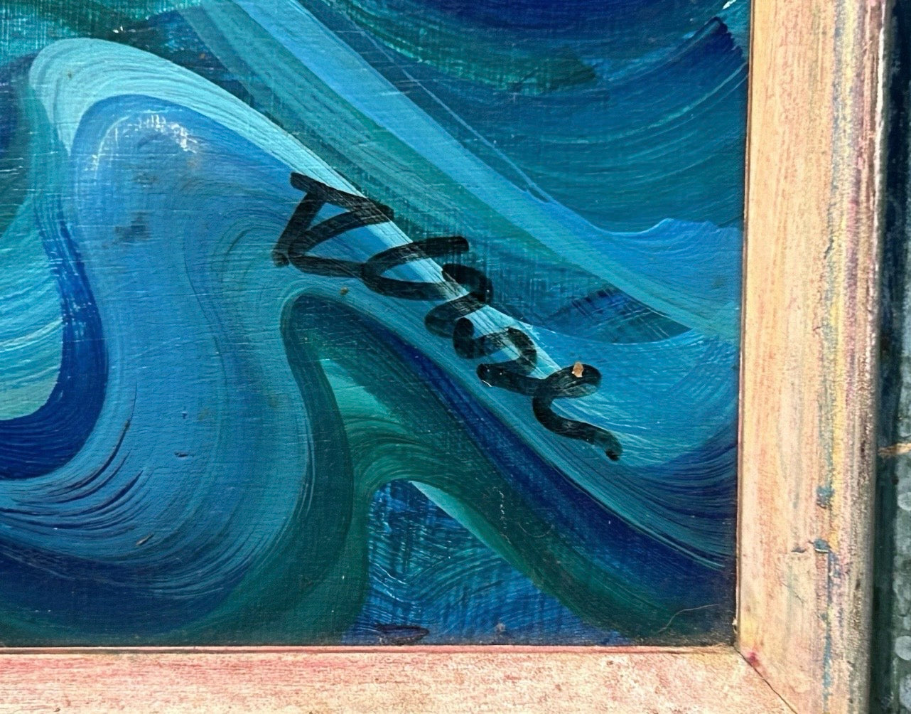 Vintage Robin Case - “Racing to Ship Island” Framed Acrylic Painting on Wood Panel (2000) (American)