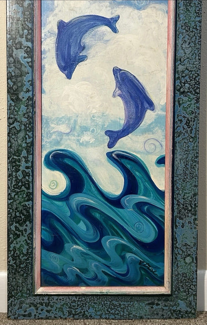 Vintage Robin Case - “Racing to Ship Island” Framed Acrylic Painting on Wood Panel (2000) (American)