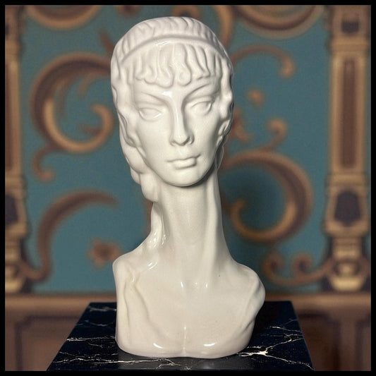 Vintage Mid 20th Century American Mid Century Modern Ceramic Crackle Glazed Diana Bust Sculpture