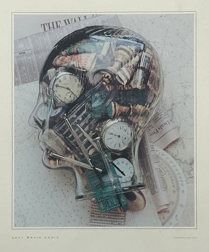 Pair of Vintage 1980’s Mark Grubin “Left Brain Logic” and “Right Brain Creativity” Framed Conceptual Photography Prints (American)