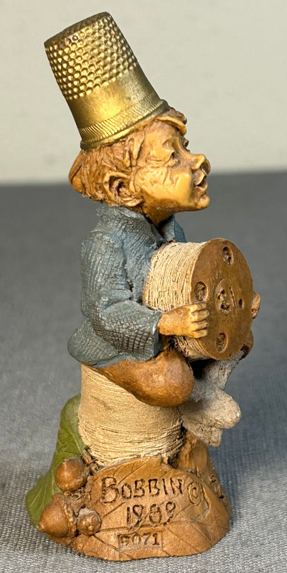 Vintage 1989 American Tom Clark Bobbin Resin Thimble Gnome Figurine with COA and Story Card