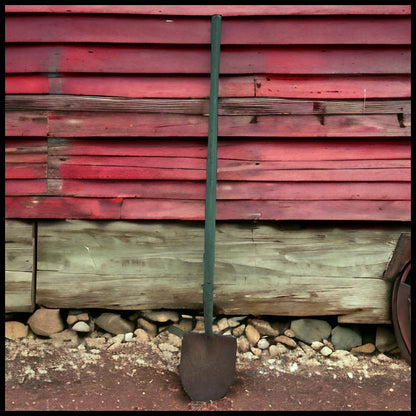 Circa 1920 American Primitive Pastel Green Painted Wood Handle Metal Shovel