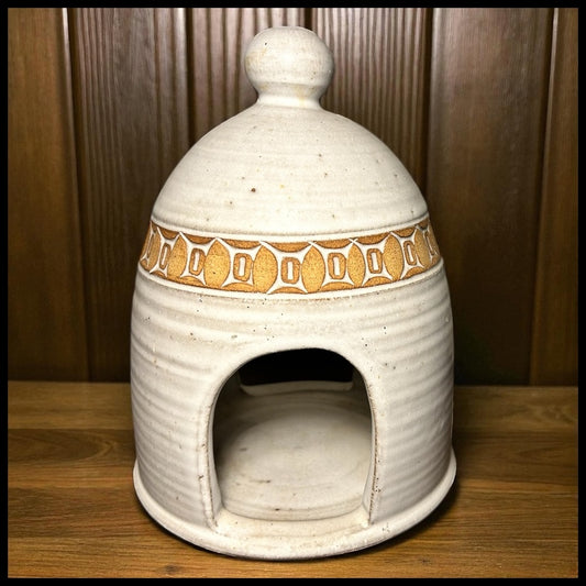 Vintage Circa 1955 Mid Century Modern Los Artesanos Puerto Rico Pottery Sgrafitto Stoneware Dome Tealight