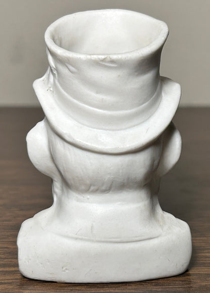Late 19th Century German Victorian Bisque Porcelain Man in Top Hat Smoking Pipe Figural Matchstick Holder