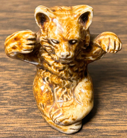 Circa 1900 American Bennington Style Pottery Rockingham Glaze Miniature Bear Figurine