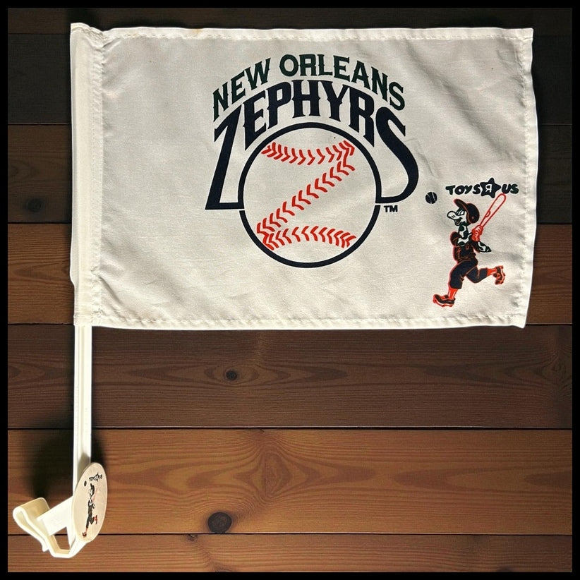Vintage New Orleans Zephyrs Baseball/Toys R Us Car Window Flag
