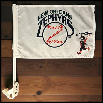 Vintage New Orleans Zephyrs Baseball/Toys R Us Car Window Flag