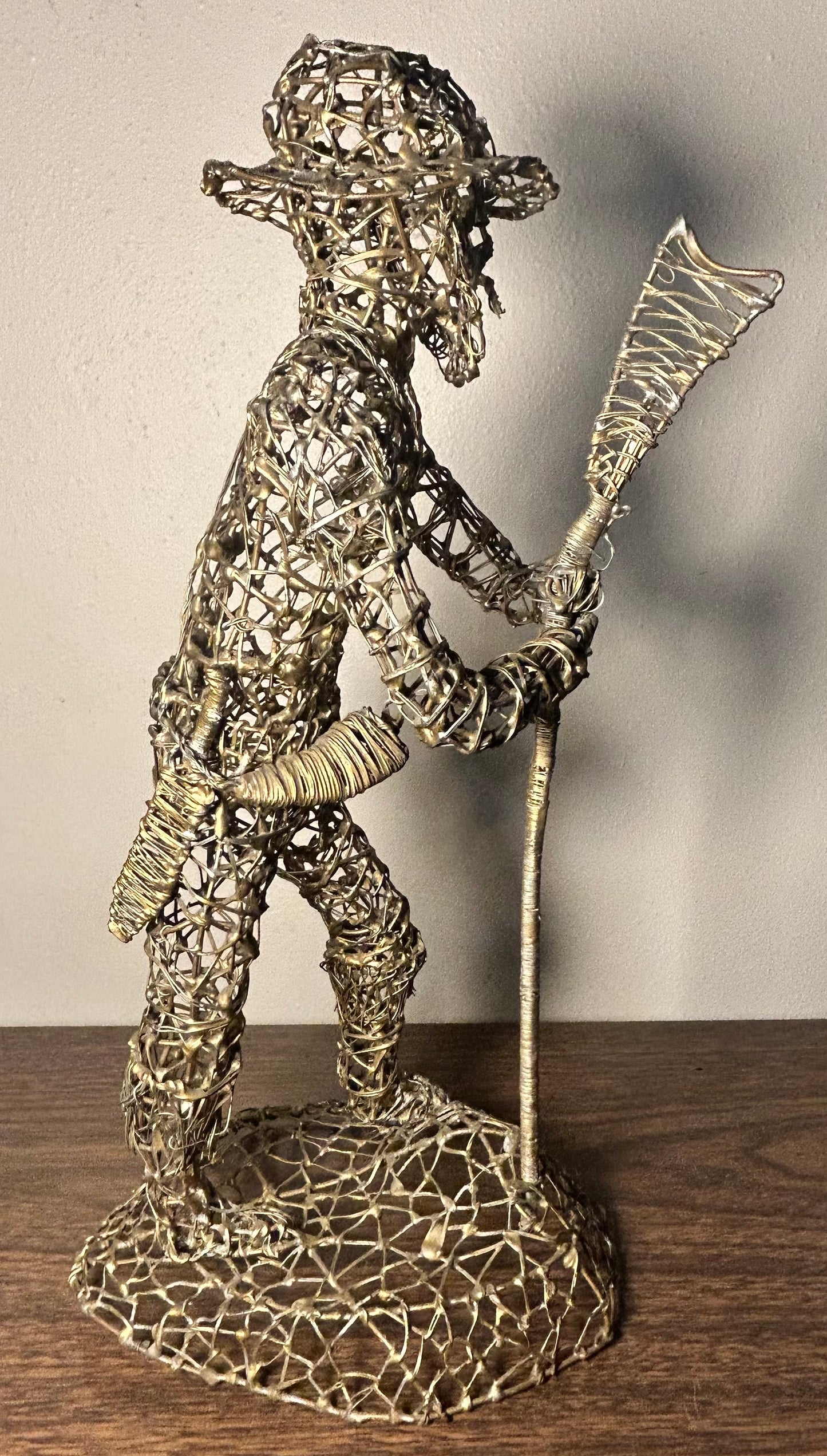 Vintage 1960's Brutalist C. Serraty Style Hunter Man Metal Wire Sculpture