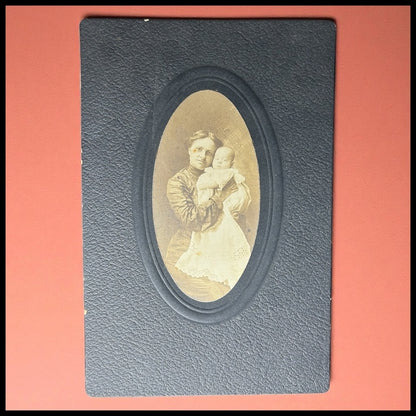 Late 19th Century American Victorian Woman Holding Baby Sepia Portrait Gelatin Silver Print Cabinet Card Photograph