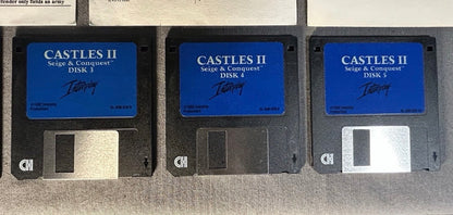 Vintage 1992 Castles II: Siege & Conquest PC Game Complete in Box with 5 Floppy Disks, Instruction Manual, Task Chart, MS-DOS Reference Card, and InterPlay Guide