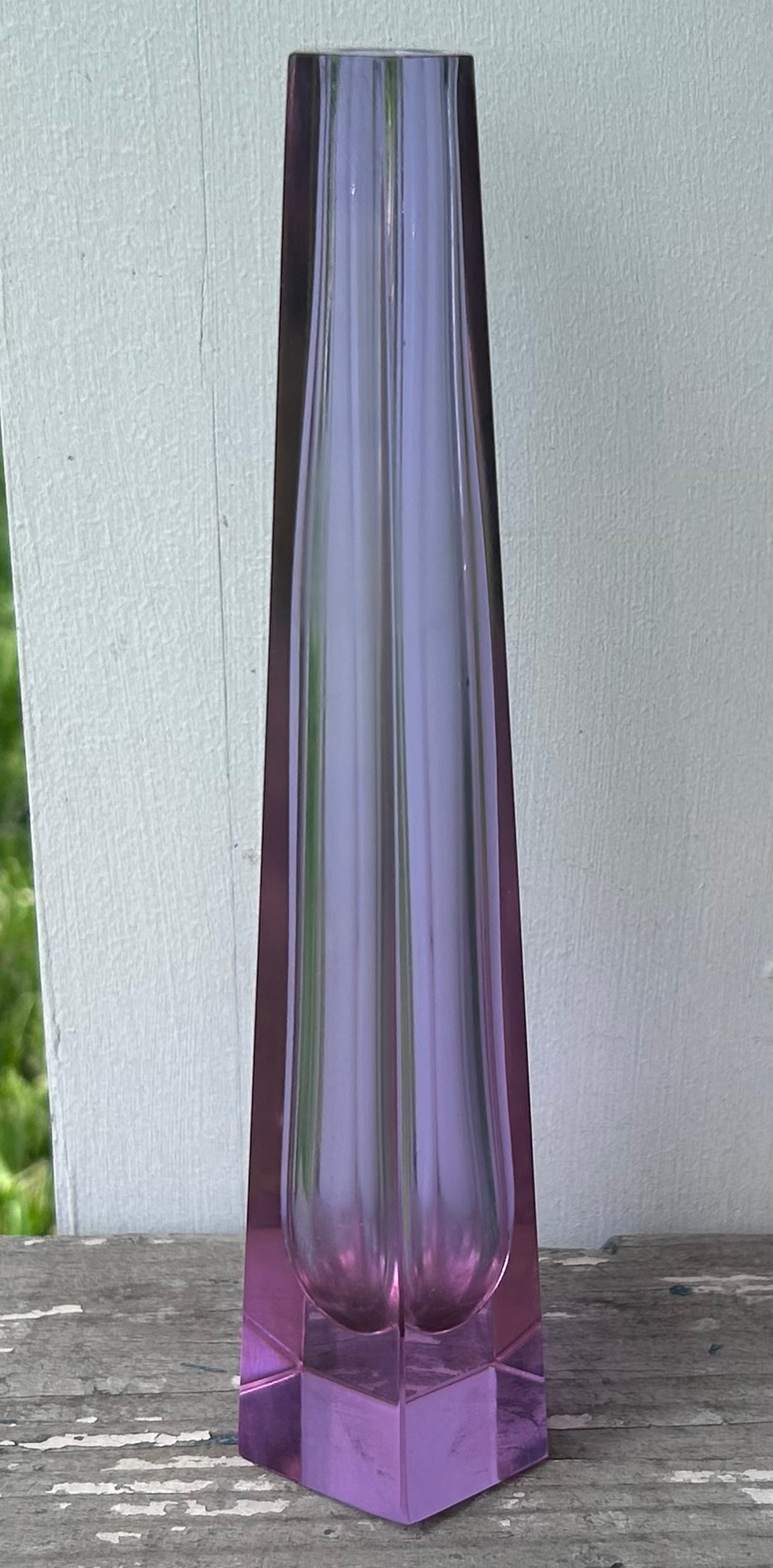 Vintage 1970’s Czech Alexandrite Neodymium Lilac Glass Bud Vase by Vanclav Hanus