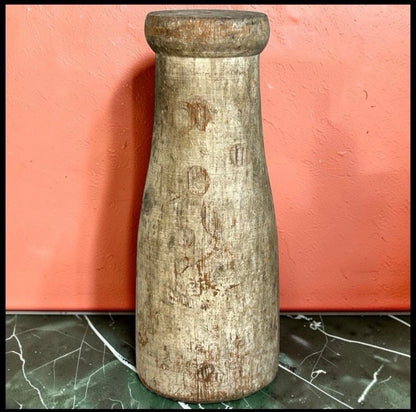 Early 20th Century American Primitive Wooden Carnival Weighted Gaffed Knock-Down Milk Bottle Target