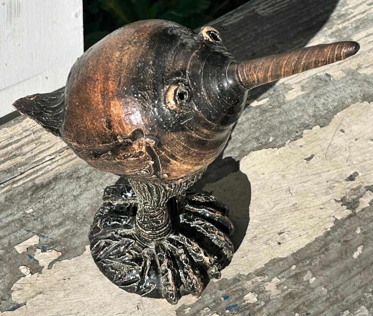 Vintage American 1971 Contemporary Style Kiwi Bird Clay Sculpture by Bernie Hill (Louisiana)