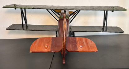 Vintage 1960’s American Folk Art Painted Wooden Model World War I Era Biplane