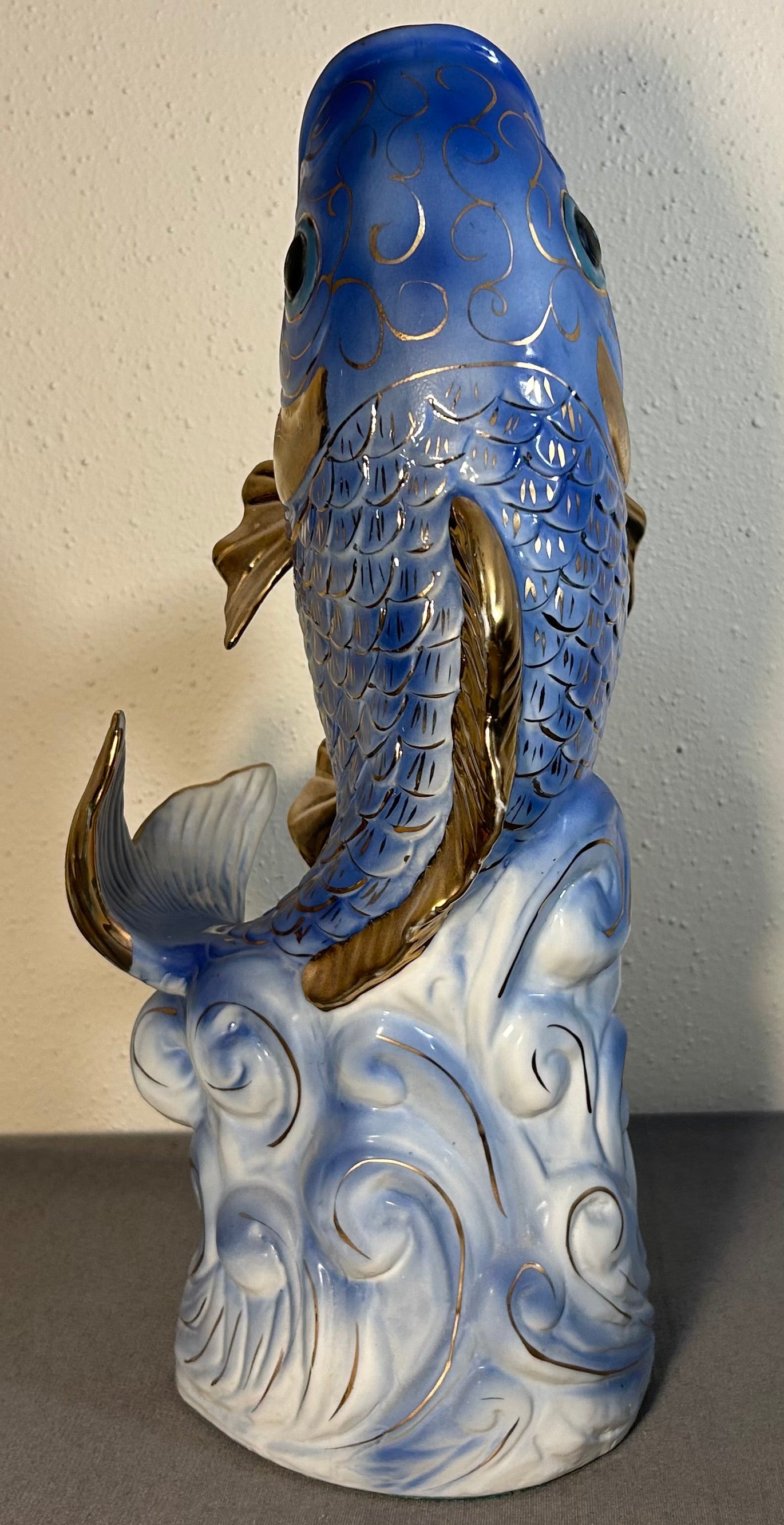 Vintage 1980’s Chinese Export Porcelain Figural Koi Fish Vase