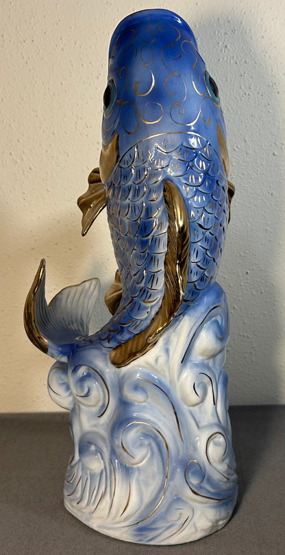 Vintage 1980’s Chinese Export Porcelain Figural Koi Fish Vase
