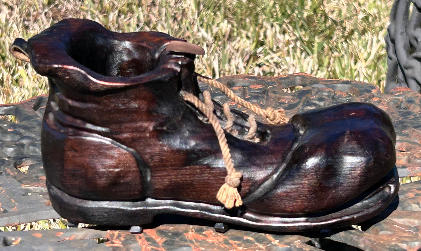 Vintage 1970’s German W.P. Muller Old Shoe Ashtray Wood Carving