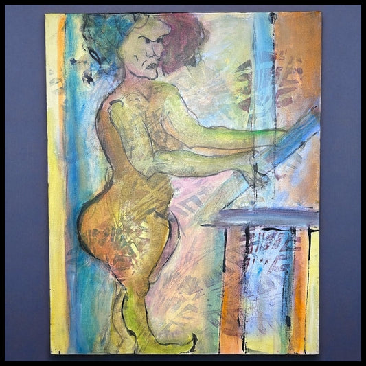 Ellen Lyle Morehouse - “The Artist” Acrylic Paint/Ink on Canvas (2000) (American)