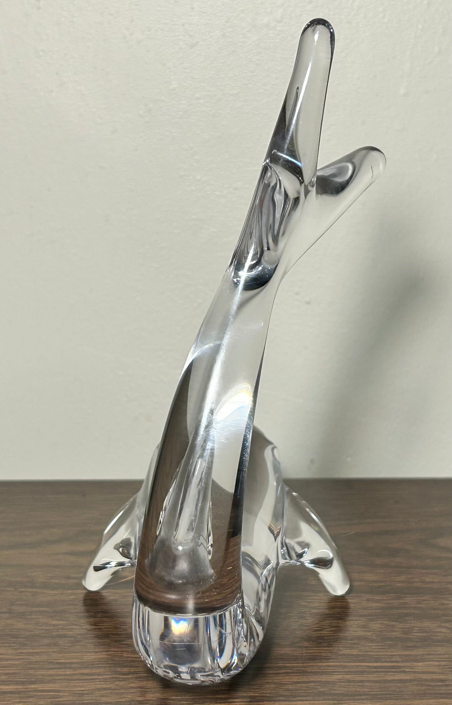 Vintage 1980’s French Daum Crystal Large Dolphin Diving Sculpture (Dauphin)