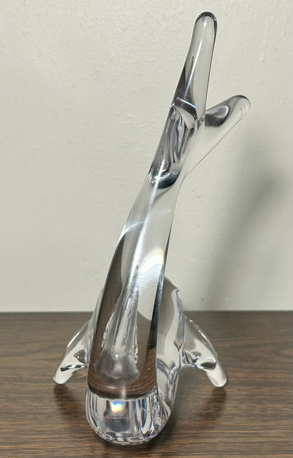 Vintage 1980’s French Daum Crystal Large Dolphin Diving Sculpture (Dauphin)