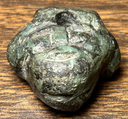 Circa 800-300 BCE Pre-Columbian Olmec Carved Serpentine Stone Head Bead from Mexico