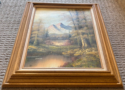 Vintage Circa 1970 American Impressionistic Realist Landscape Framed Oil Painting on Canvas Signed Jiacomo