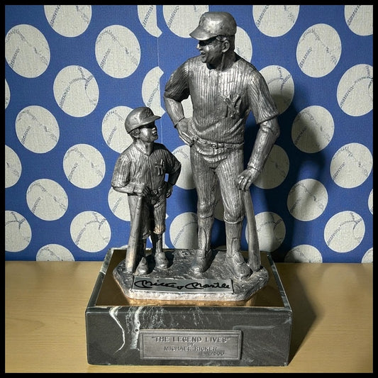 Vintage Michael Ricker - “The Legend Lives” Mickey Mantle Signed Pewter Limited Edition Sculpture on Marble Base (#465/500) (New Orleans)