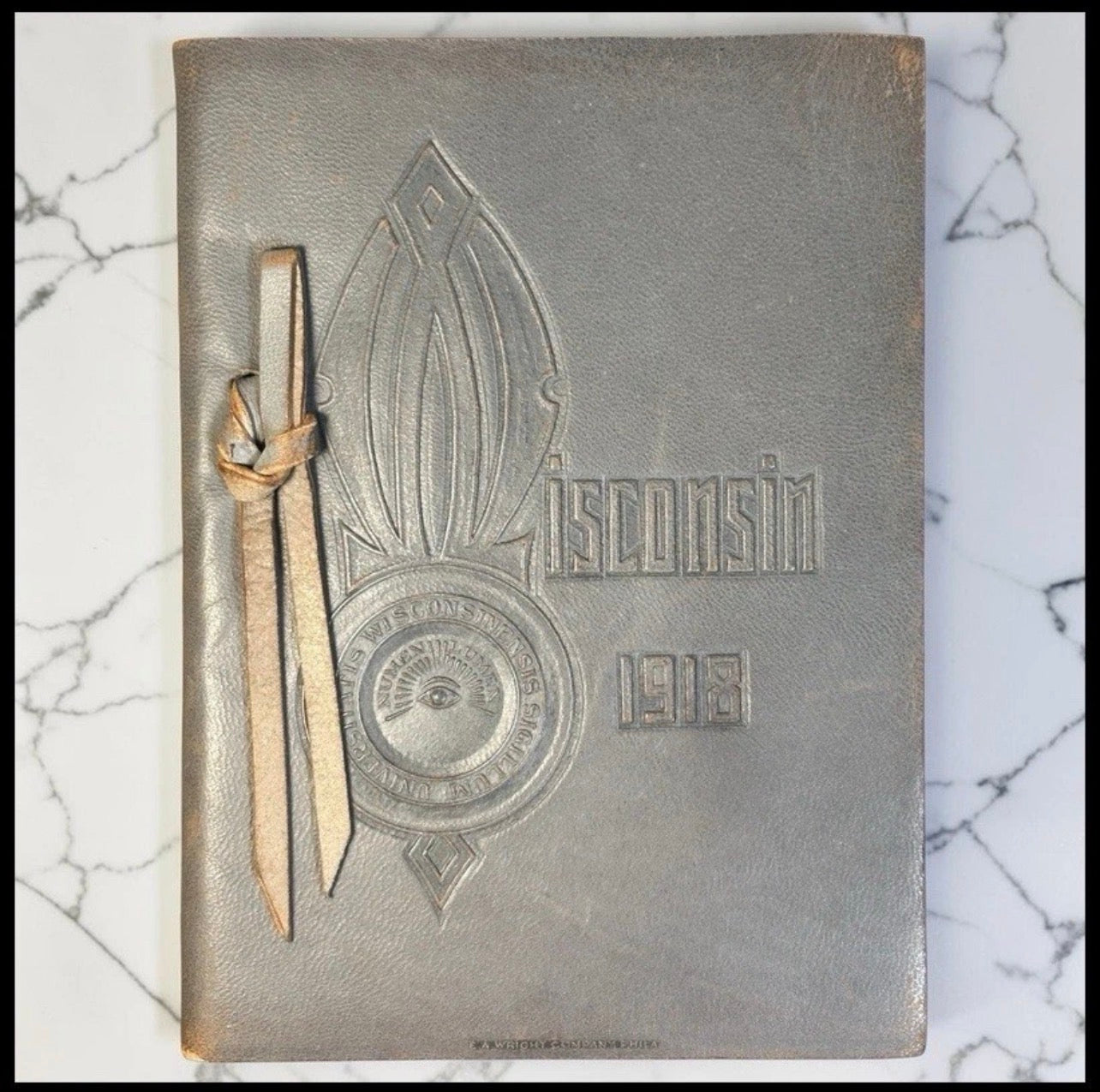 1918 University of Wisconsin Leather-Bound Commencement Invitation Program by E.A. Wright Company