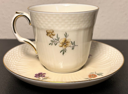 1947-48 Danish Royal Copenhagen Porcelain Frijsenberg Floral Pattern Demitasse Cup and Saucer Set