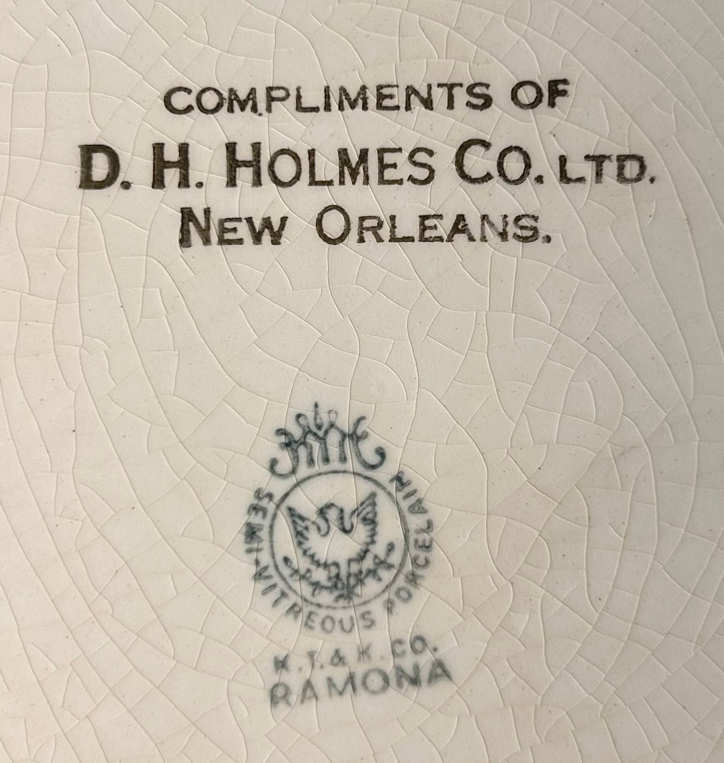 1909 American KT&K Ramona Semi-Vitreous Porcelain D.H. Holmes Woman Portrait Calendar Plate